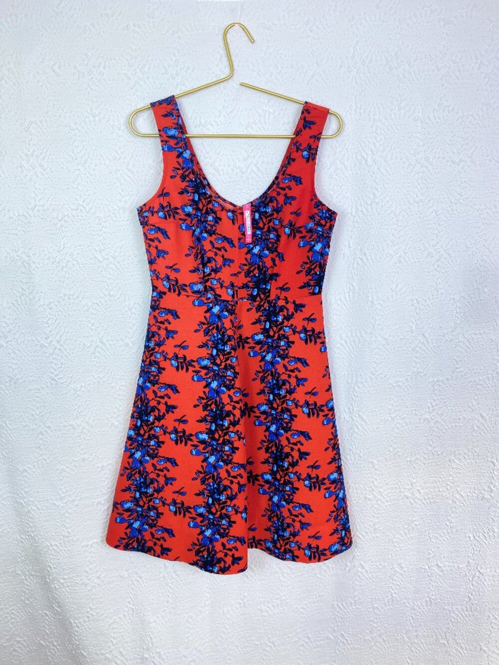 Plenty by Tracy Reese Orange Blue Floral Fit & Flare Dress Size 6